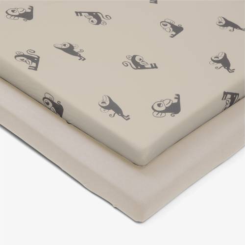 SIMPLY GOOD Cot Bed 2Pack Sheets 70x140  - Monkeys Off White